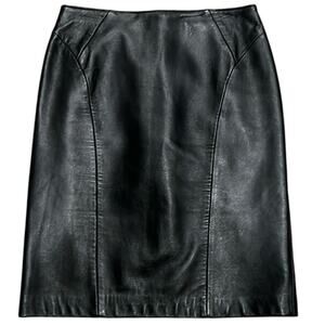 Positano Pelle Genuine Leather Pencil Skirt Black Size 10